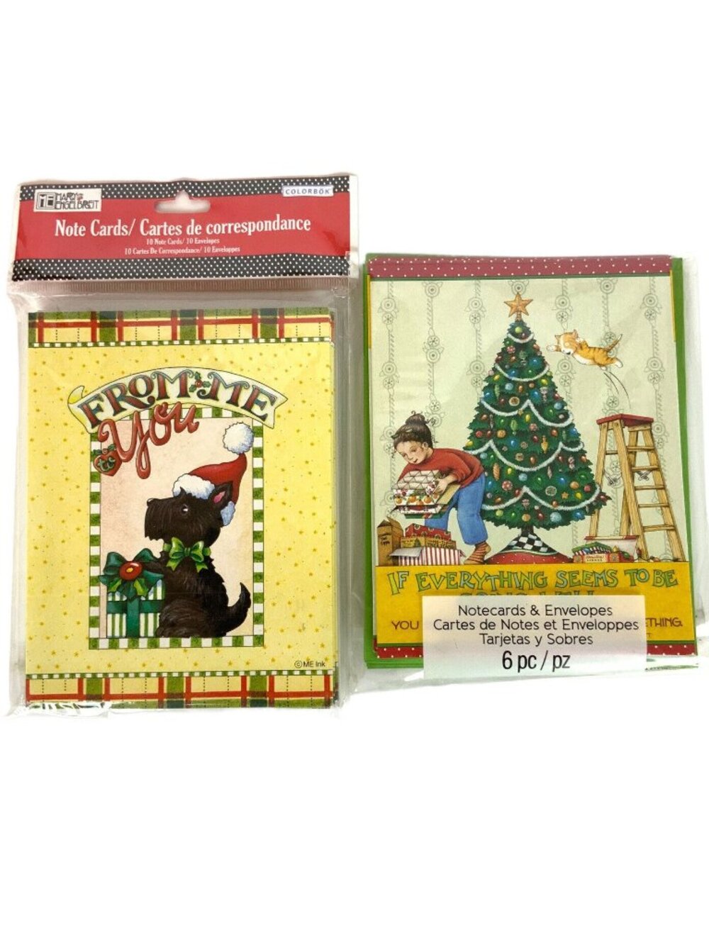 Mary Engelbreit Christmas Theme Notecards 2 Styles 6 Each with Envelopes